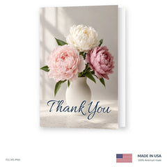 Peony Bouquet Funeral Acknowledgment Cards