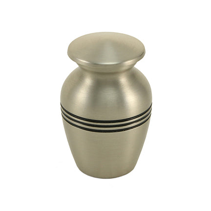 Pewter Banded Brass Mini Keepsake Urn