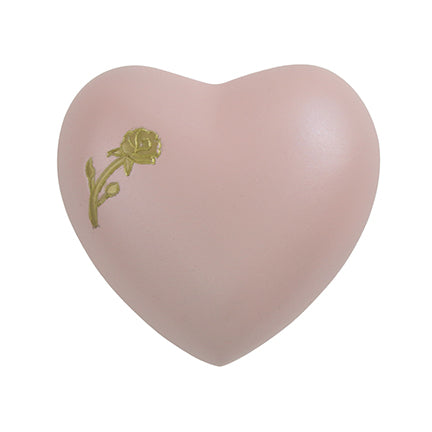 Pink Rose Brass Heart Keepsake Urn