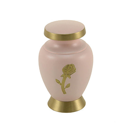Pink Rose Brass Mini Keepsake Urn