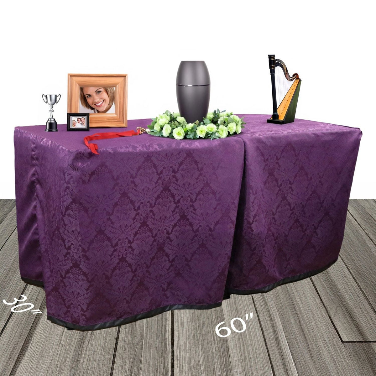 Plum Damask Presentation Table - Plus