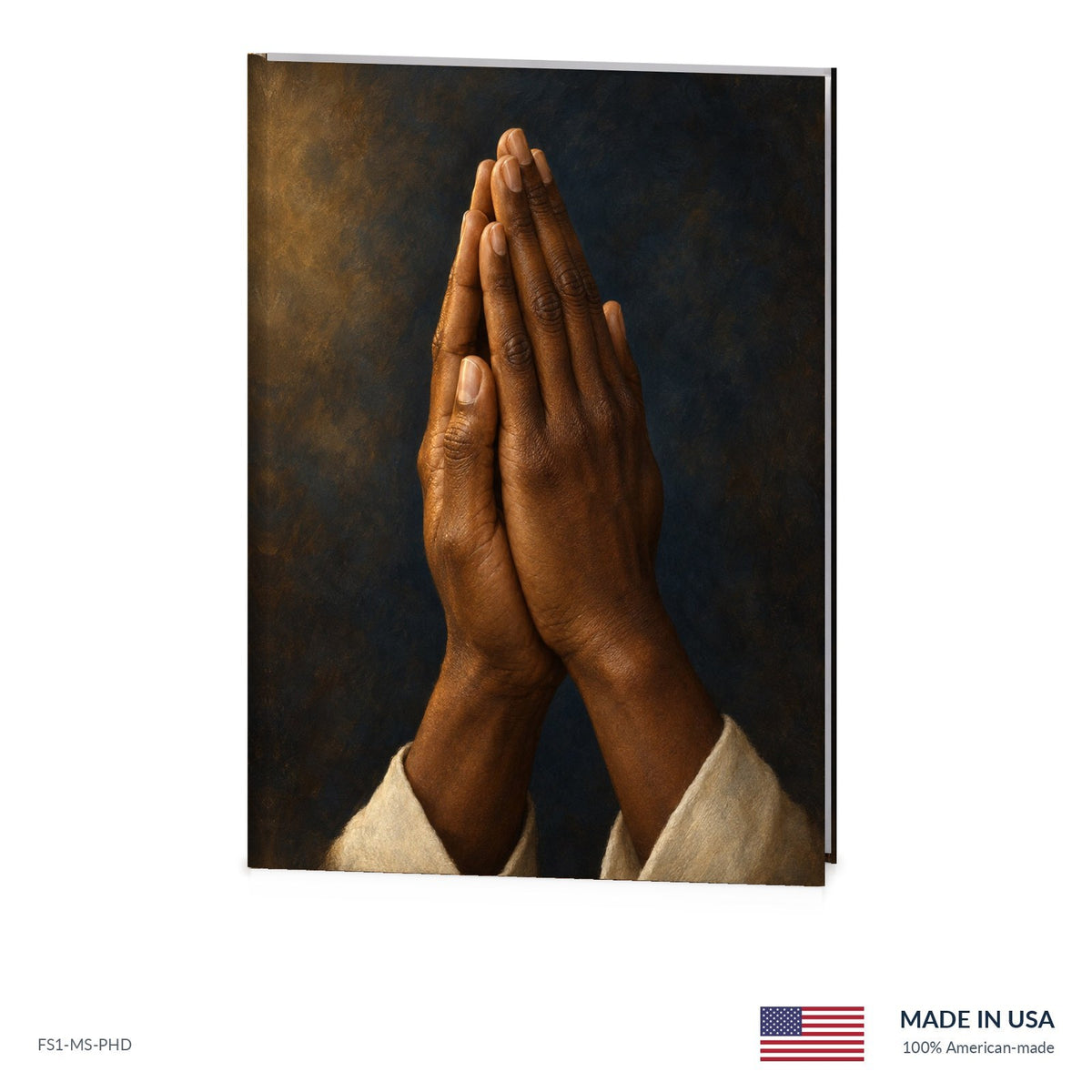Prayer funeral register book with full-color cover wrap and visible page edge, Funeral Source One FS1-MS-PHD, Made in the USA