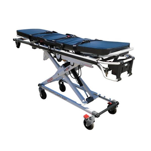 Powered mortuary stretcher Model 1000-PMC1, battery-powered first call removal cot