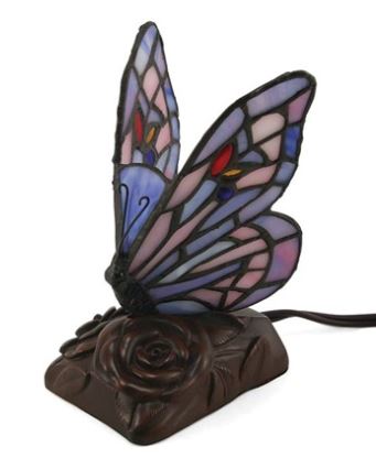 Purple Butterfly Stained Glass Lamp Keepsake Urn, Keepsake, 6.5 x 4.75 x 4.75 in