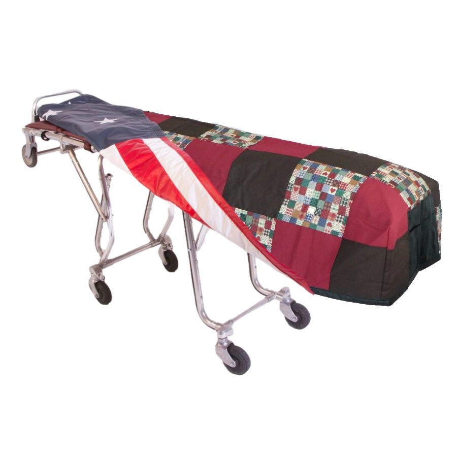 Red Black Patchwork Cot Cover - Standard, Patriot Reversible Lining