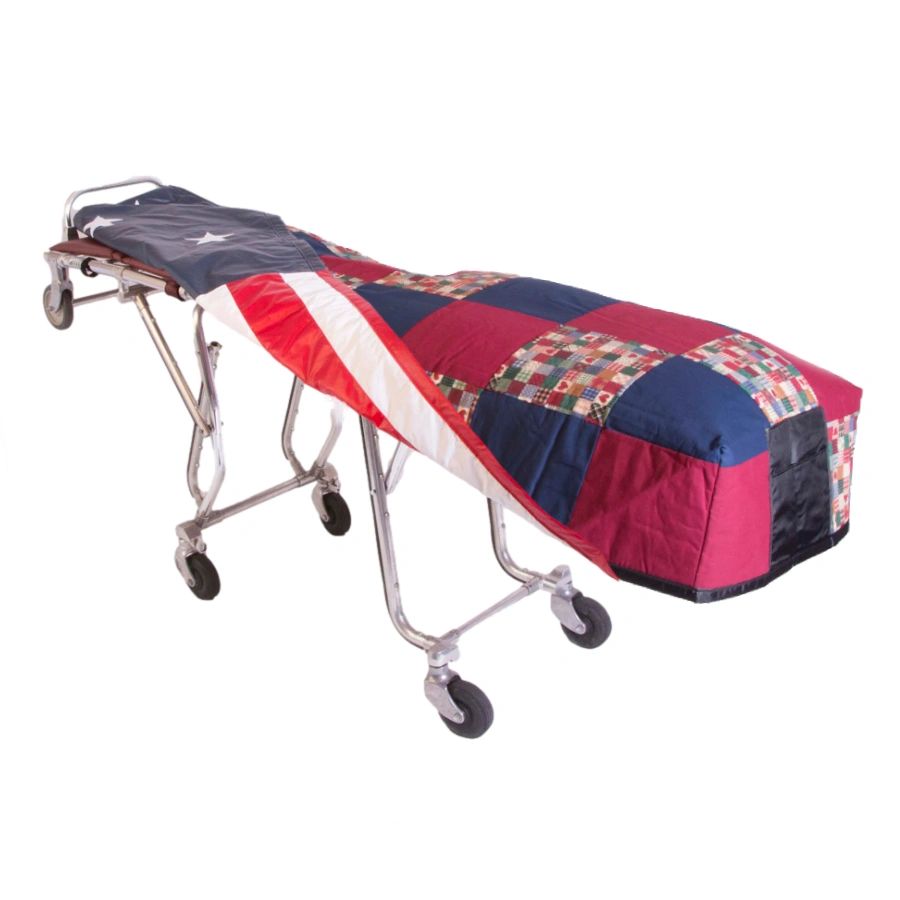 Red Navy Patchwork Cot Cover - Standard, Patriot Reversible Lining