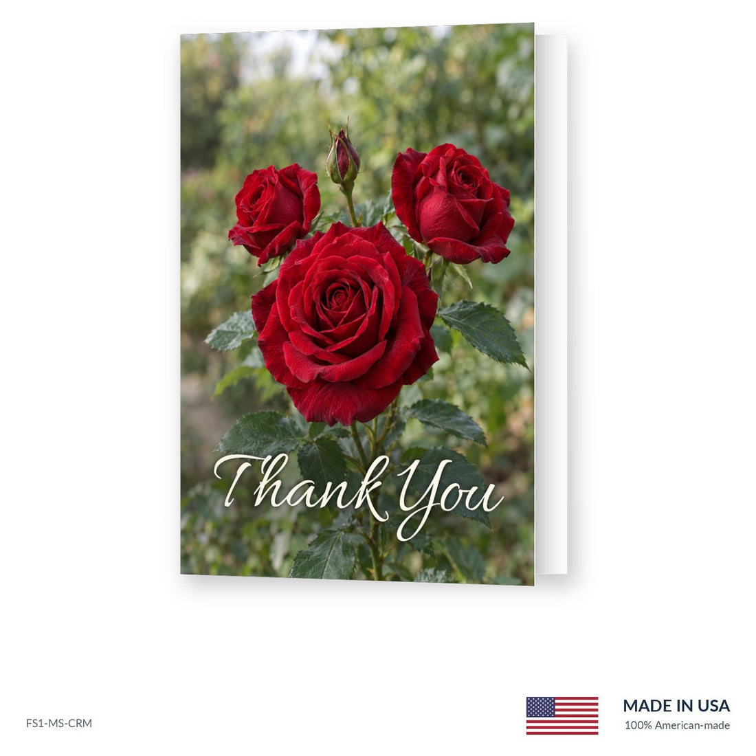 Red Roses Funeral Acknowledgment Cards
