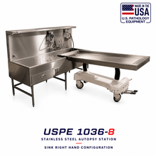 Right-Hand Embalming Sink Station Model 1036-8R | Stainless Steel Prep Room Sink | American Mortuary Equipment