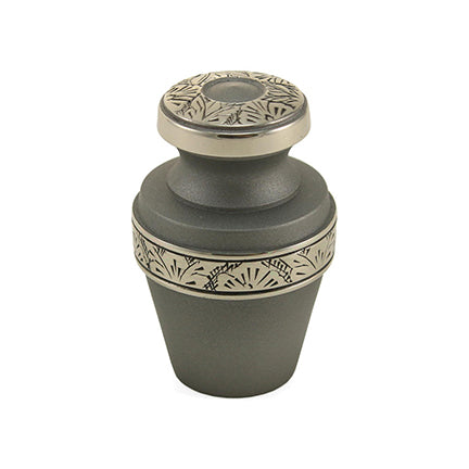 Rustic Gray Banded Brass Mini Keepsake Urn