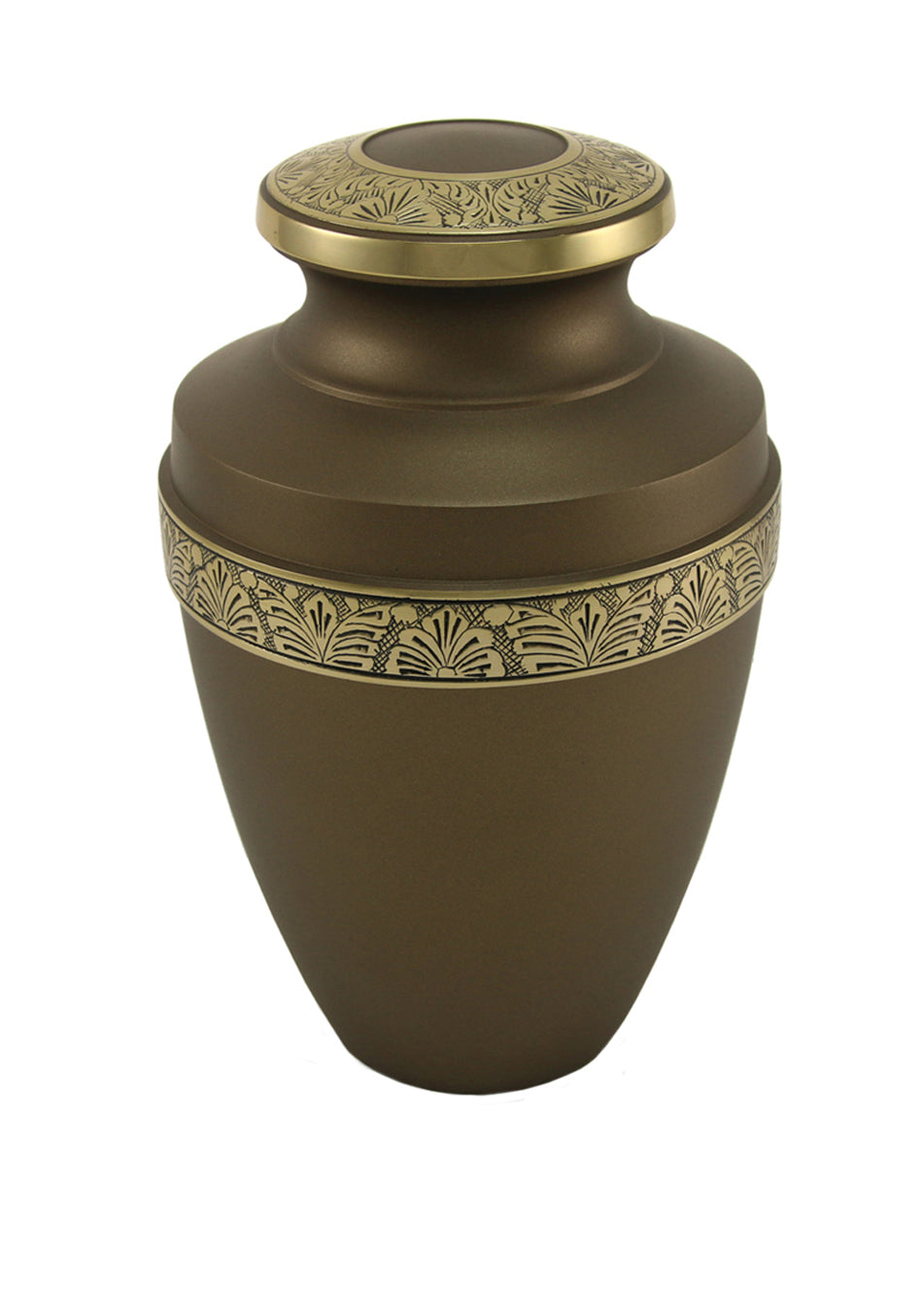 Rustic Sepia Banded Brass Full Size Cremation Urn, Full Size (Adult), 10.6 x 6.6 x 6.6 in