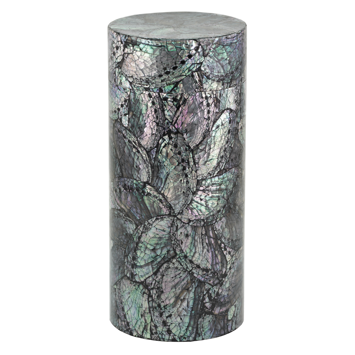 Shell Mosaic Glimmer Scattering Urn, Full size adult scattering urn, 11.9 x 5.4 x 5.4 in