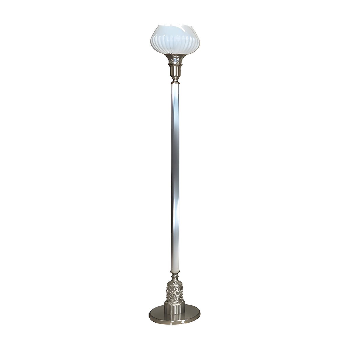Sierra Torchiere Lamp in laminate with satin nickel by American Mortuary Equipment