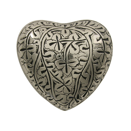 Silver Oak Leaf Brass Heart Keepsake Urn