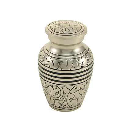 Silver Oak Leaf Brass Mini Keepsake Urn, Mini Keepsake, 2.4 x 1.7 x 1.7 in