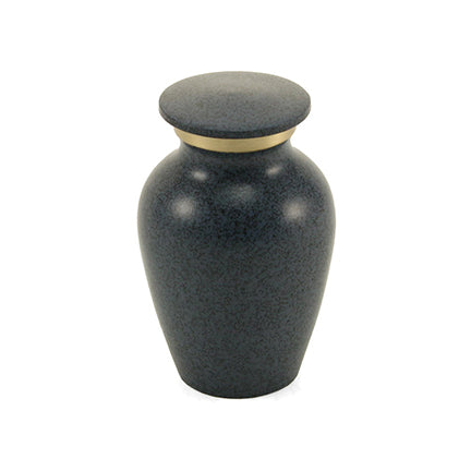 Speckled Blue and Gray Brass Mini Keepsake Urn, Mini Keepsake, 2.8 x 1.7 x 1.7 in