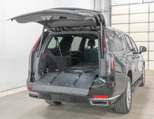 AME-SR75 mini deck aluminum deck surface with recessed cot cups and glide strips — American Mortuary Equipment suburban first call deck system for Escalade ESV and GMC Yukon XL
