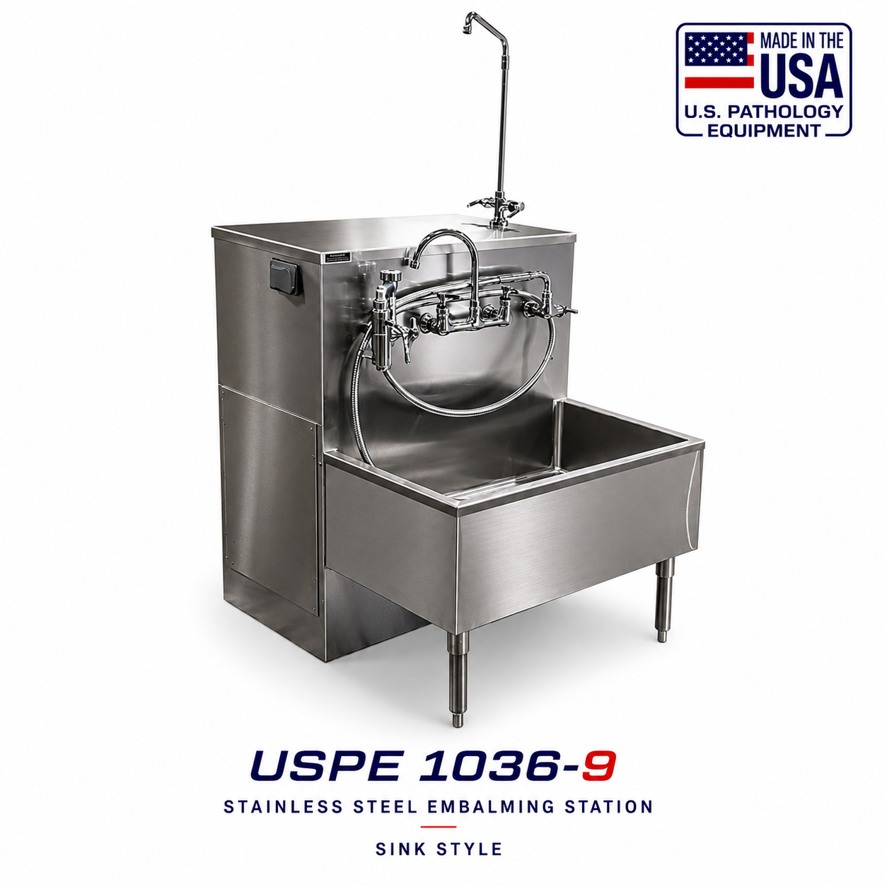 Embalming Sink Station Model 1036-ES | Stainless Steel Autopsy and Prep Sink | American Mortuary Equipment
