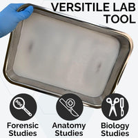 Stainless steel dissecting tray with wax Model 1035-15BWB, anatomy lab specimen tray