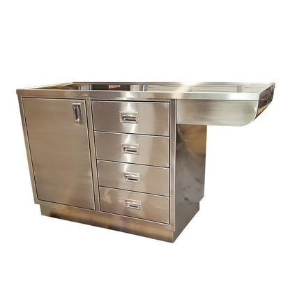 Stainless veterinary exam table with knee space Model 1400-VESK, seated-exam clinic table