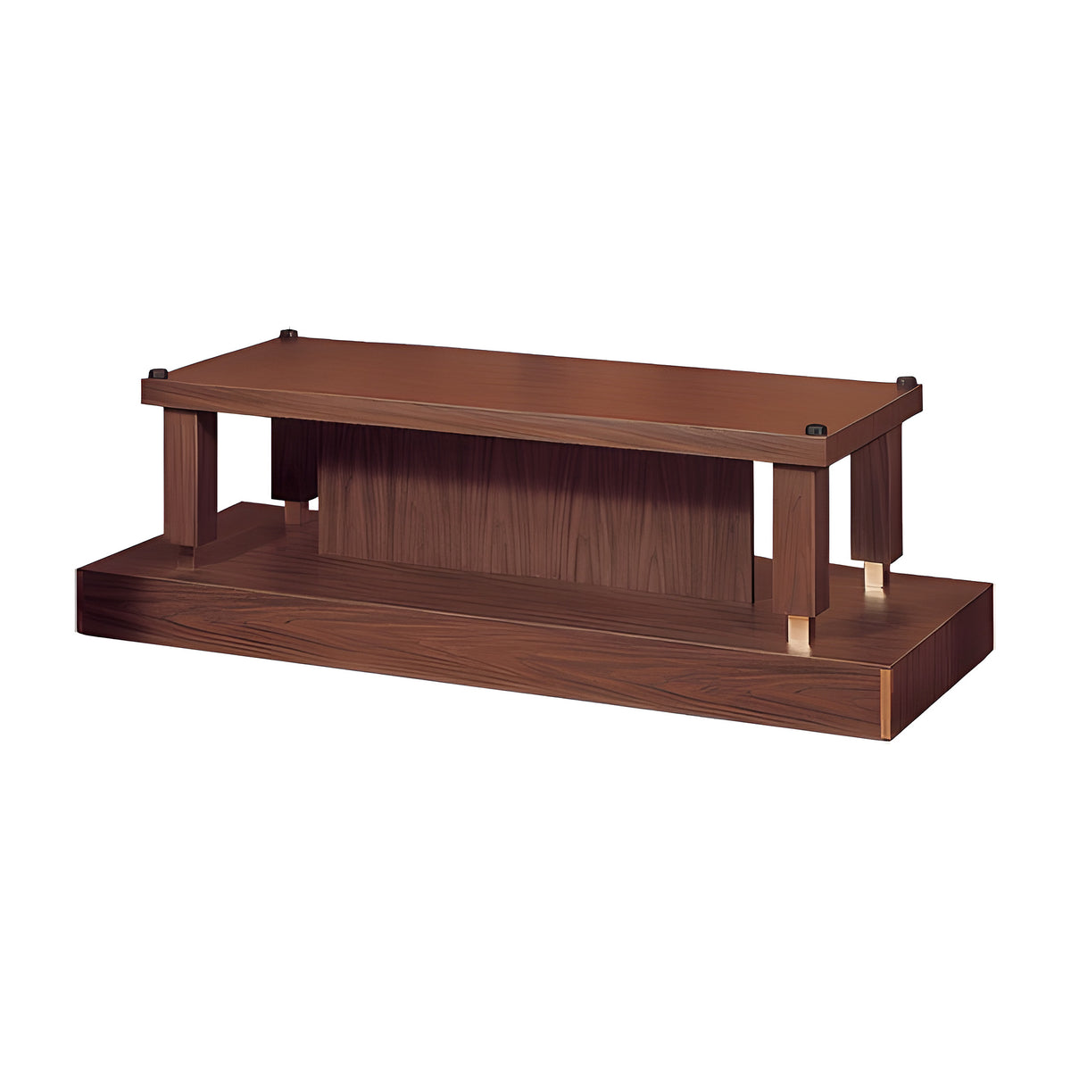 Summit Casket Bier in walnut laminate with brass by American Mortuary Equipment