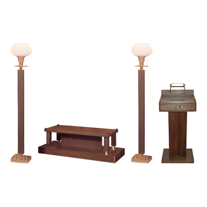 Summit Chapel Set — shown with its included pieces in walnut laminate with brass