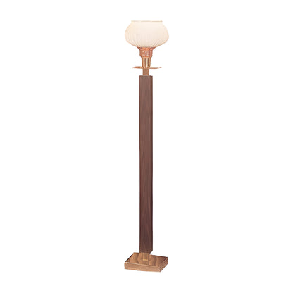 Summit Torchiere Lamp in walnut laminate with brass by American Mortuary Equipment
