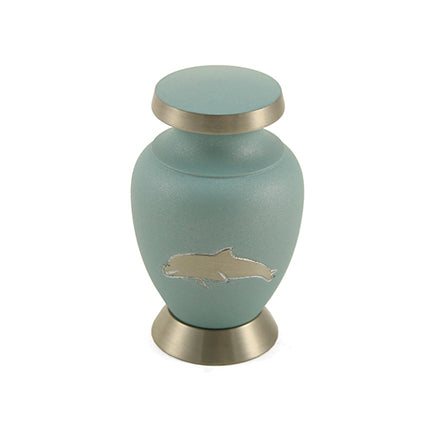 Teal Dolphin Brass Mini Keepsake Urn