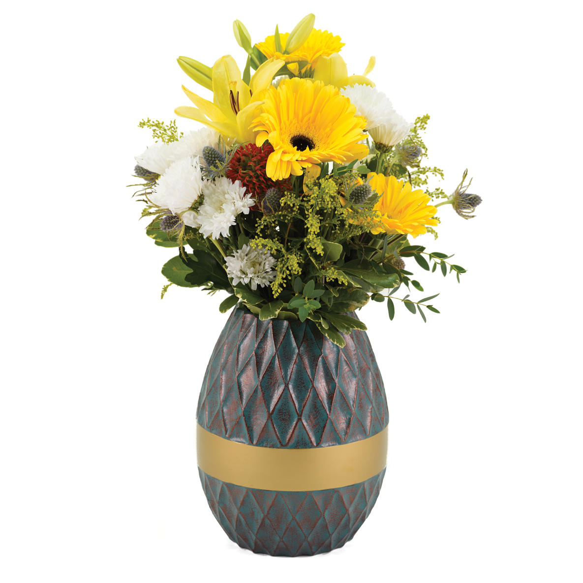 Teal Ribbed Diamond Vase Scattering Urn, view 3