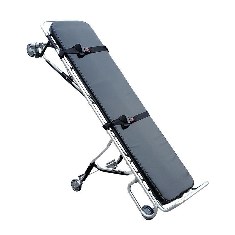TITAN 500E mortuary stretcher locking swivel wheel detail for safe, stable body transport