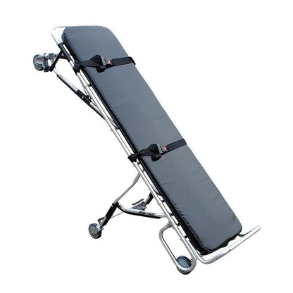 TITAN 500E mortuary stretcher locking swivel wheel detail for safe, stable body transport