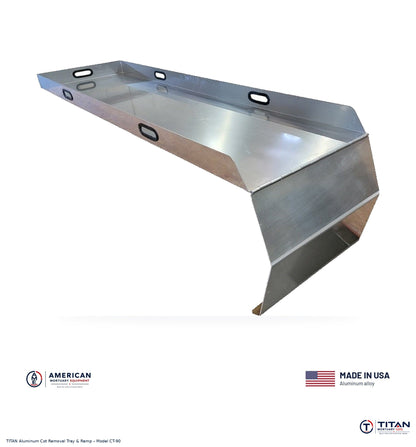 TITAN aluminum mortuary cot removal tray and ramp, made in USA
