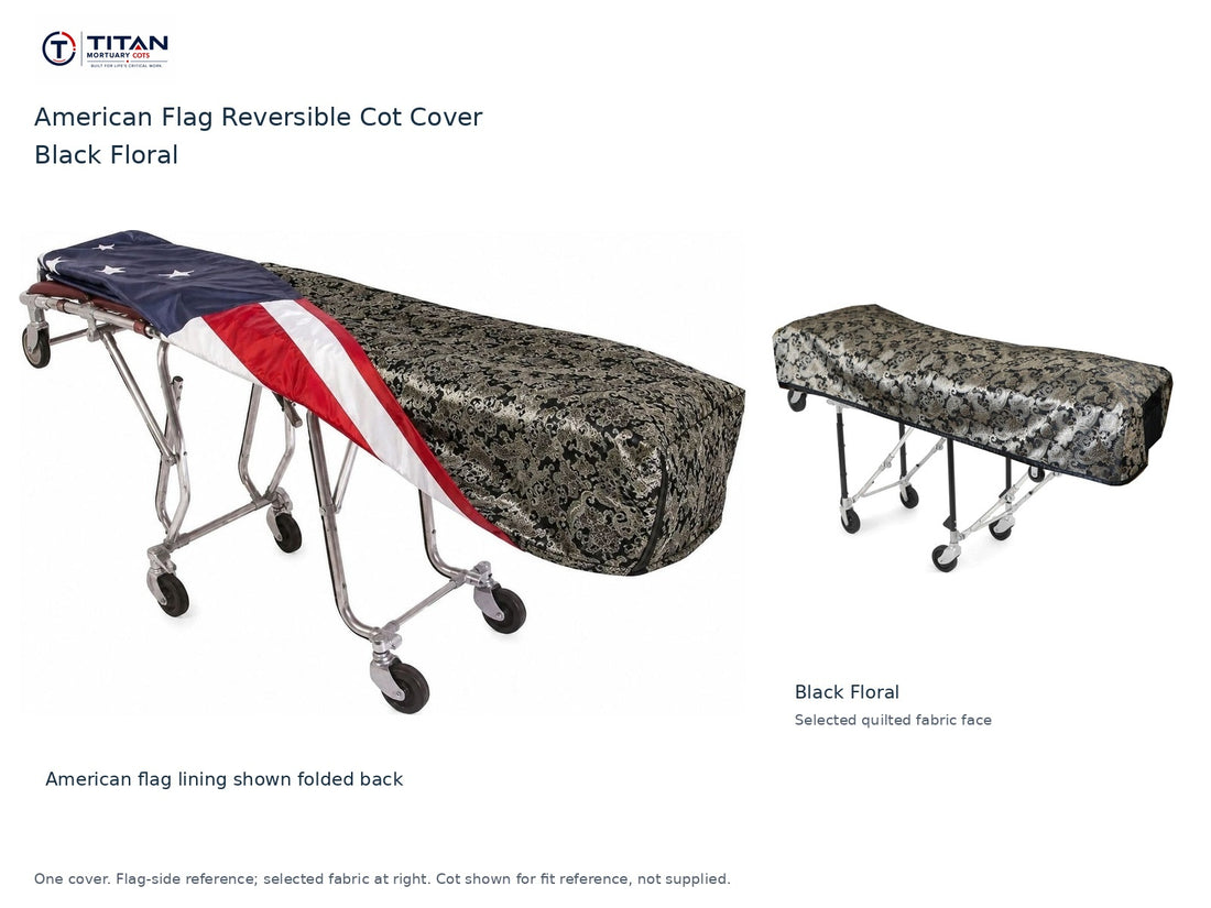 TITAN American Flag Reversible Cot Cover | Black Floral