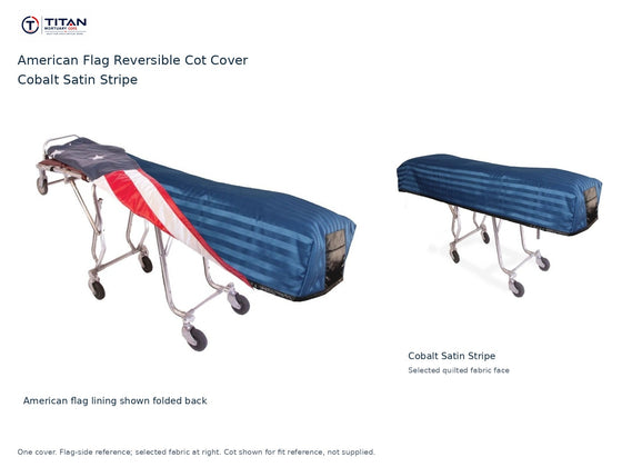 TITAN American Flag Reversible Cot Cover | Cobalt Satin Stripe