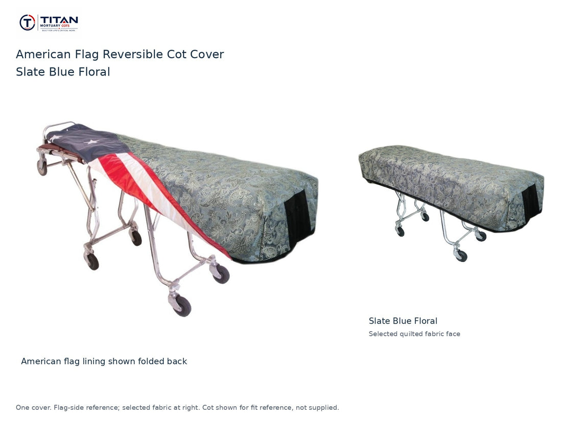 TITAN American Flag Reversible Cot Cover | Slate Blue Floral