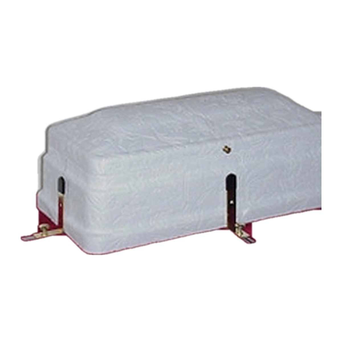 Infant casket secured by the adjustable arms of the TITAN memorial display tray