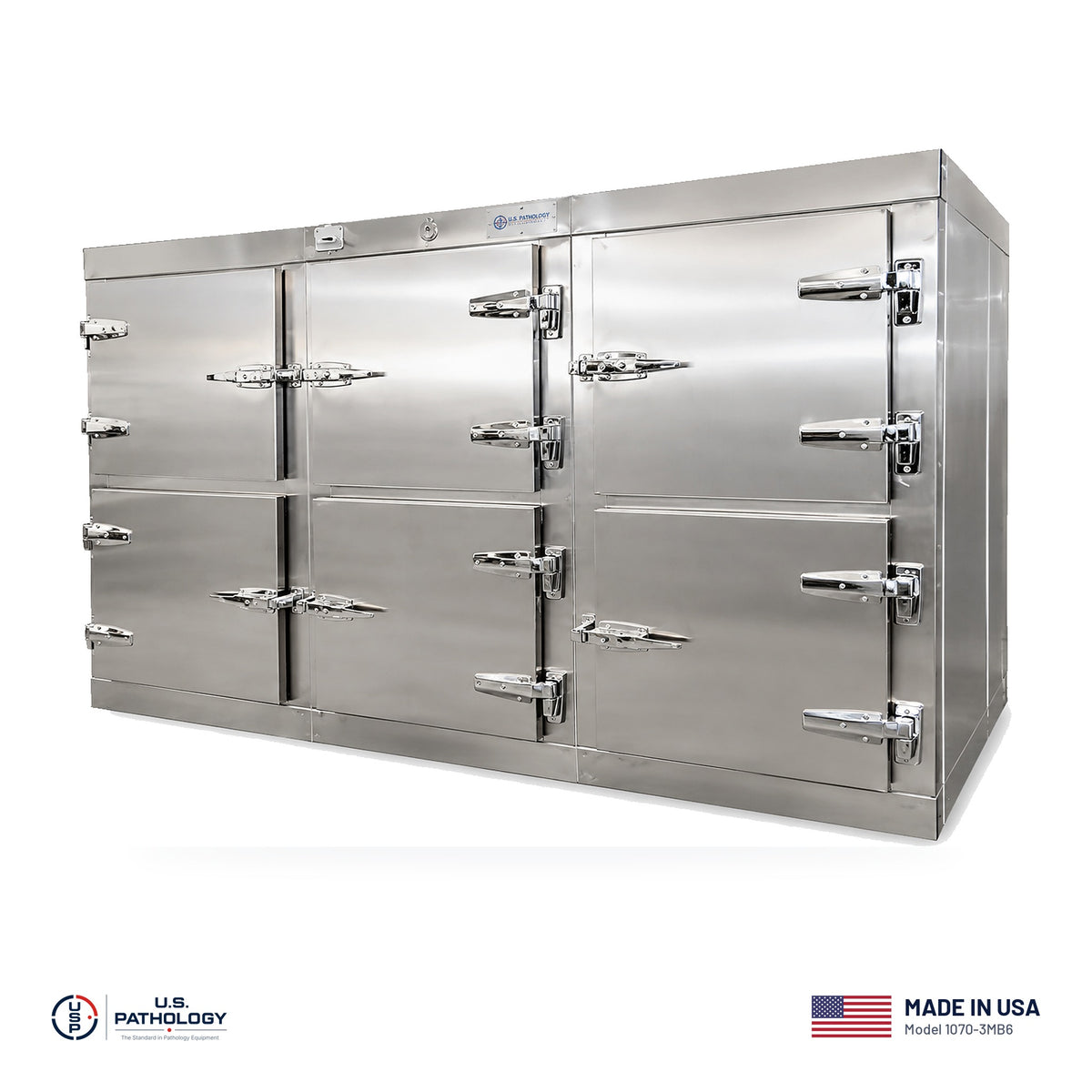 USPE 6-Body Vault Morgue Cooler, Model 1070-3MB6, made in the USA, NSF and UL
