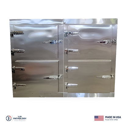 USPE 4-Body 4-Door Vault Morgue Cooler, Model 1070-4MBE, made in the USA, NSF and UL