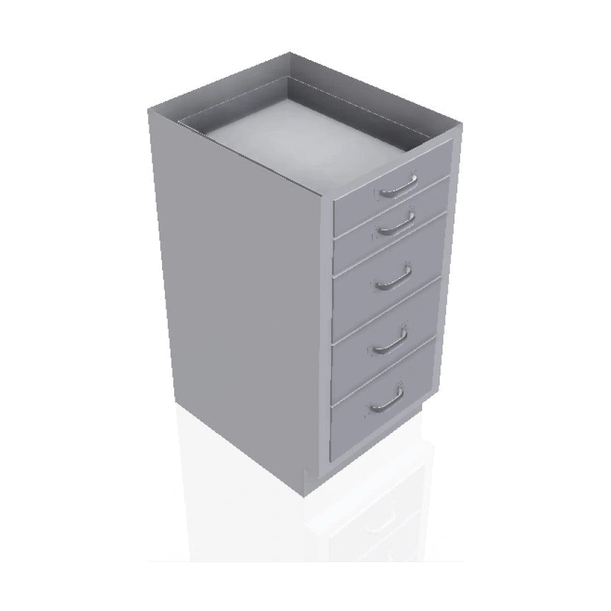 USPE USPE-CW-2358 lab base cabinet with 3 medium and 2 small drawers, front perspective view