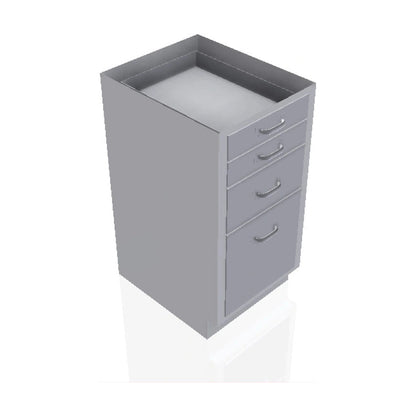 USPE USPE-CW-2362 lab base cabinet with 1 large, 1 medium and 2 small drawers, front perspective view