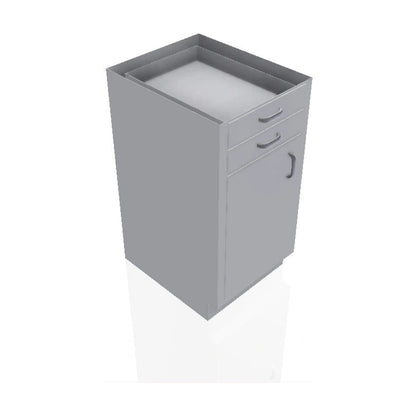 USPE USPE-CW-2364 lab base cabinet with 2 small drawers over 1 cabinet door, front perspective view
