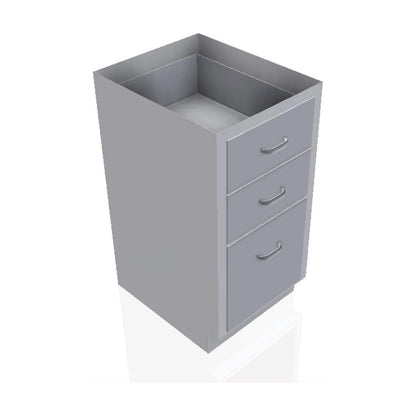USPE USPE-CW-2366 lab base cabinet with 2 medium drawers and 1 large drawer, front perspective view