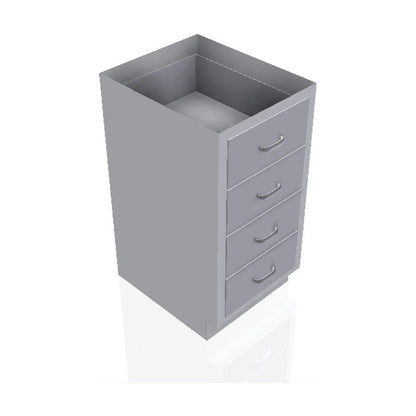 USPE USPE-CW-2371 lab base cabinet with 4 medium drawers, front perspective view