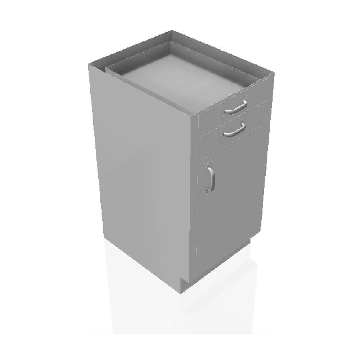USPE USPE-CW-2387 lab base cabinet with 4 small drawers over 2 cabinet doors, line drawing view
