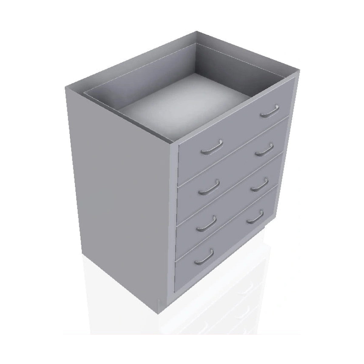 USPE USPE-CW-2399 lab base cabinet with 4 full-width medium drawers, front perspective view