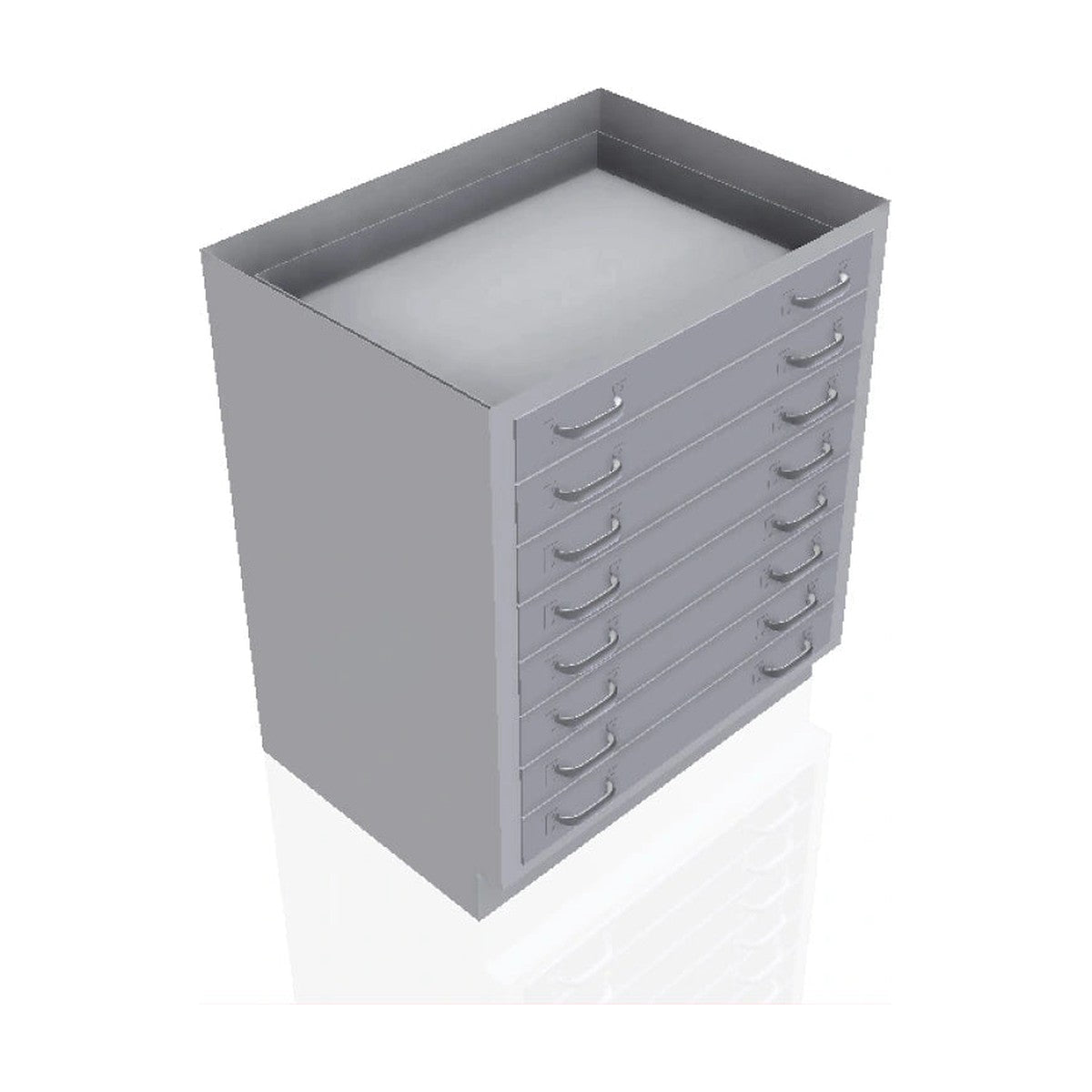 USPE USPE-CW-2417 lab base cabinet with 8 small full-width drawers, front perspective view