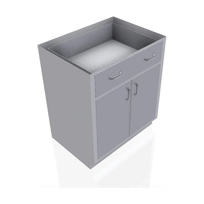 USPE USPE-CW-2421 lab base cabinet with 1 full-width medium drawer over 2 cabinet doors, front perspective view