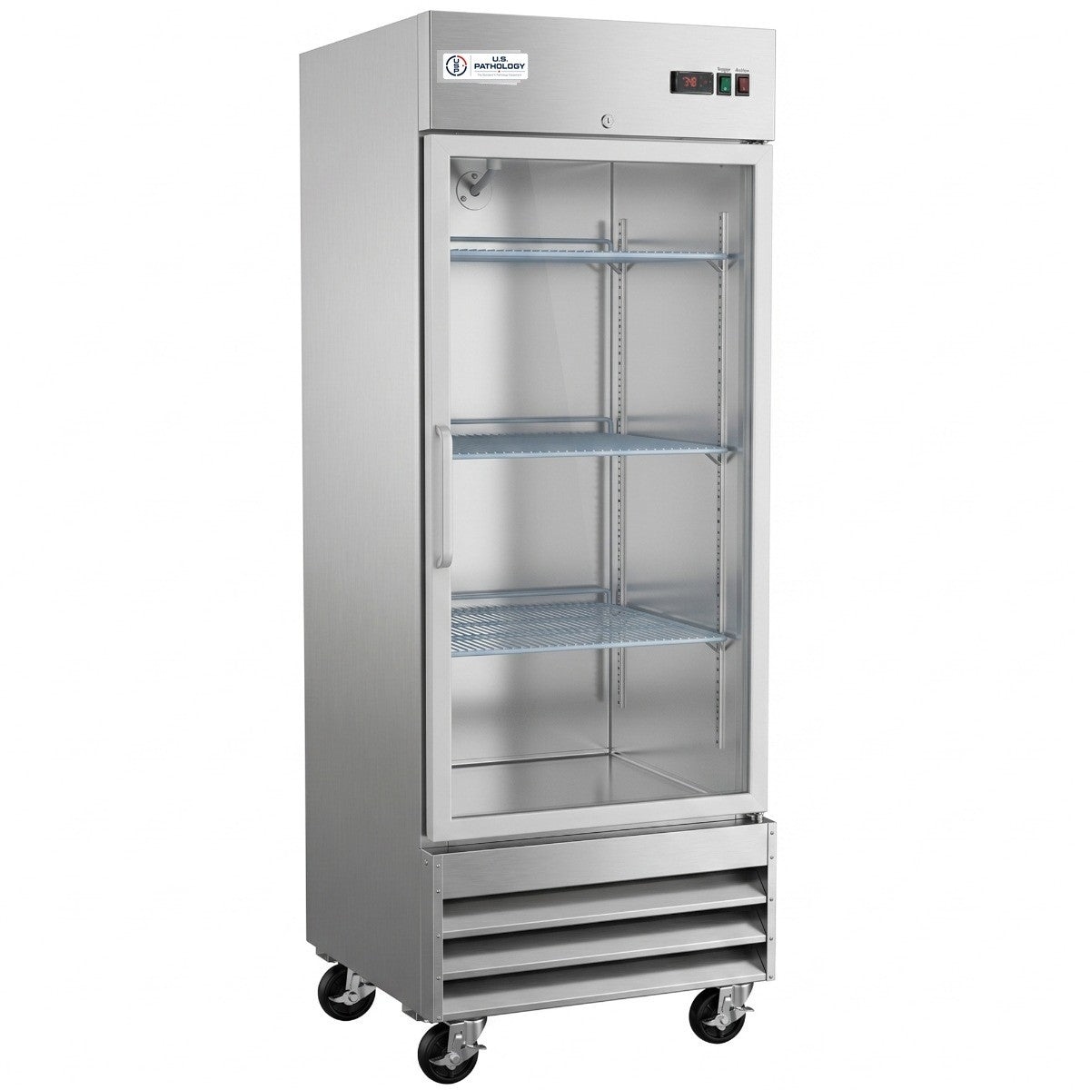 USPE 29" Glass Door Lab Refrigerator, 20.6 Cu. Ft. (USPE-LR1-29G), angle view