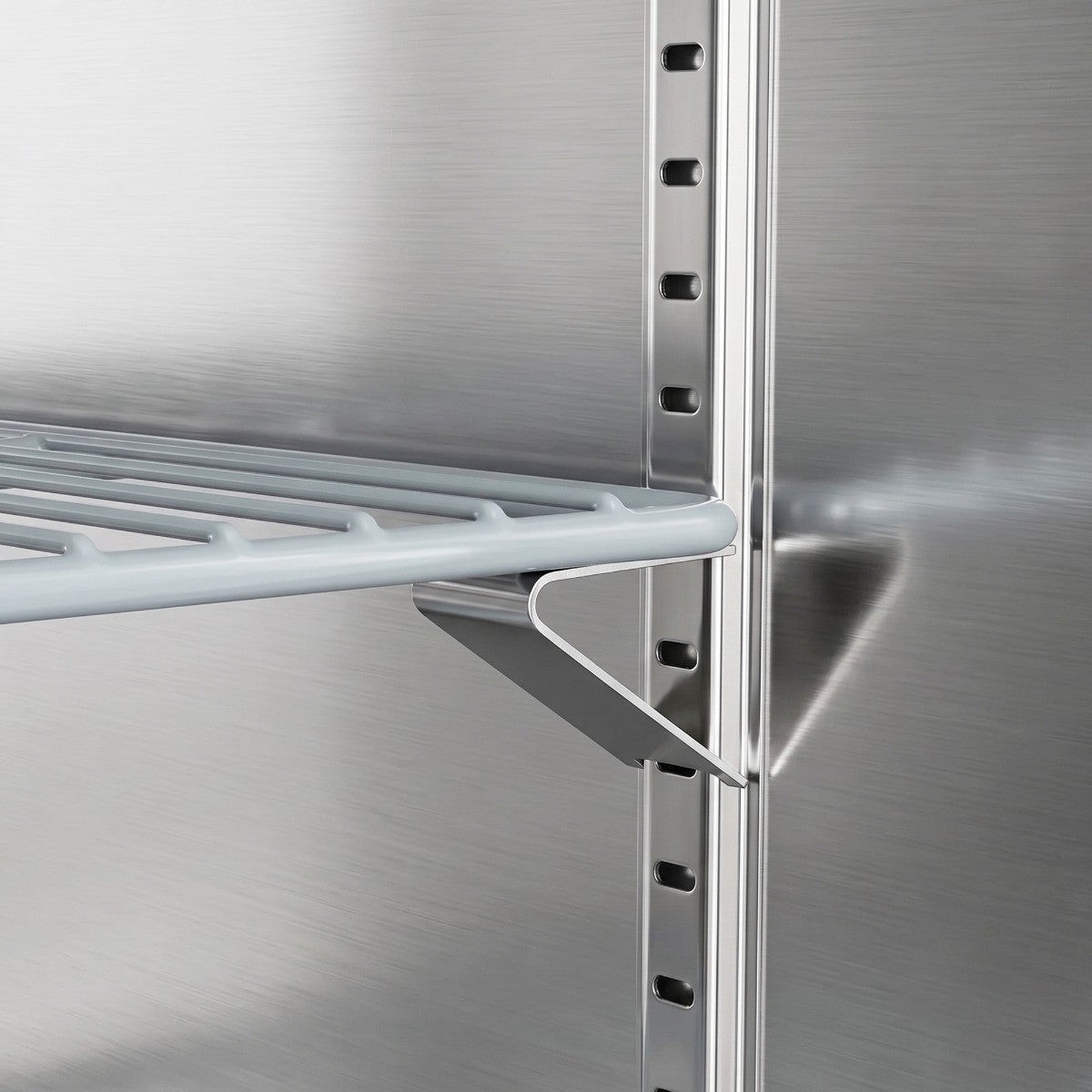 USPE 29" Glass Door Lab Refrigerator, 20.6 Cu. Ft. (USPE-LR1-29G), adjustable shelf clip detail