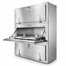 USPE 3-body vault-style side-load morgue cooler — stainless individual-bay cadaver storage, Model 1070-3MBS