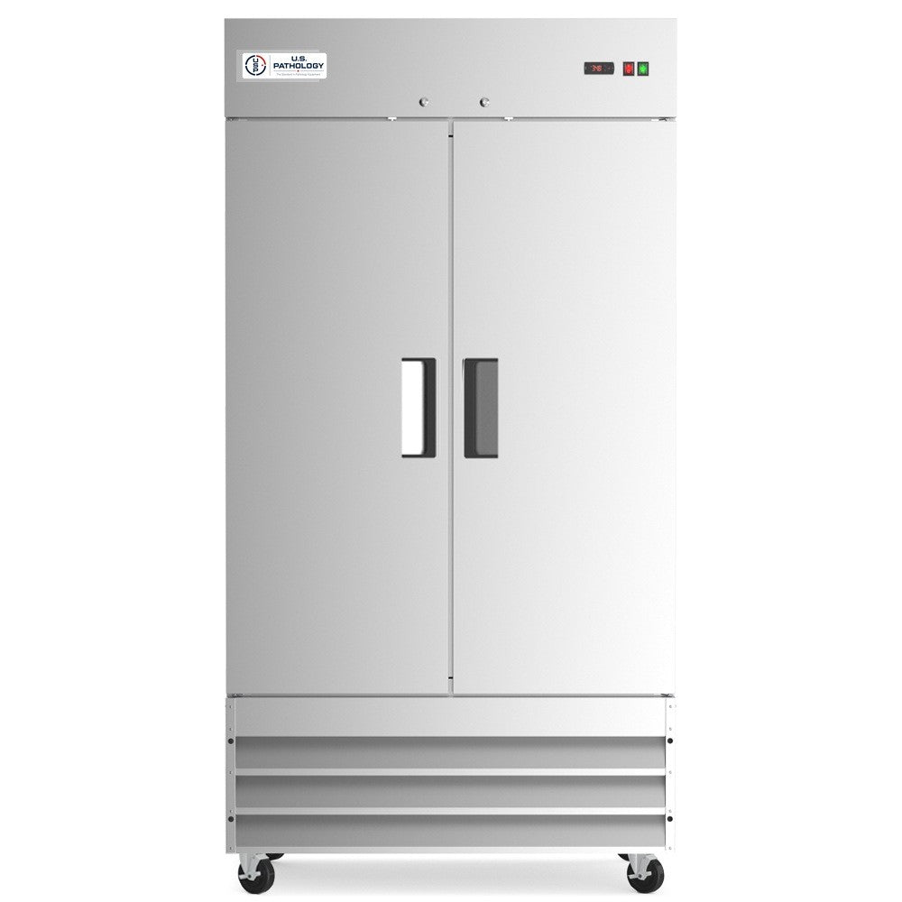 USPE 40" Two-Door Solid Lab Refrigerator, 27.6 Cu. Ft. (USPE-LR2-40S), front view